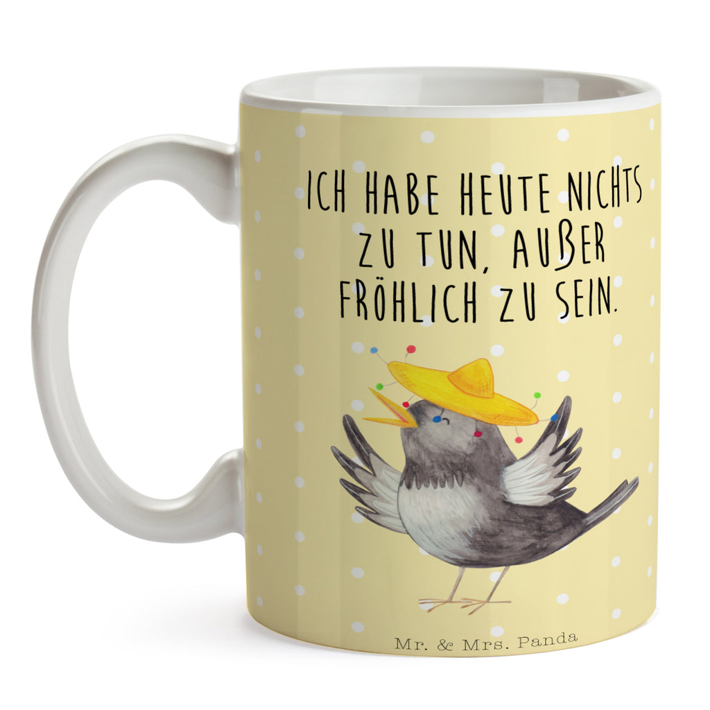 Tasse Rabe Sombrero Tasse, Kaffeetasse, Teetasse, Becher, Kaffeebecher, Teebecher, Keramiktasse, Porzellantasse, Büro Tasse, Geschenk Tasse, Tasse Sprüche, Tasse Motive, Kaffeetassen, Tasse bedrucken, Designer Tasse, Cappuccino Tassen, Schöne Teetassen, Tiermotive, Gute Laune, lustige Sprüche, Tiere, Rabe, Vogel, Vögel, Spruch positiv, fröhlich sein, glücklich sein, Glück Spruch, froh, Elster, Motivation