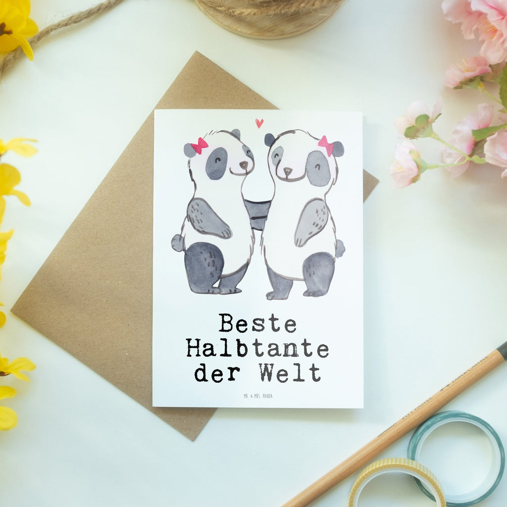 Grußkarte Panda Beste Halbtante der Welt Grußkarte, Klappkarte, Einladungskarte, Glückwunschkarte, Hochzeitskarte, Geburtstagskarte, Karte, Ansichtskarten, für, Dankeschön, Geschenk, Schenken, Geburtstag, Geburtstagsgeschenk, Geschenkidee, Danke, Bedanken, Mitbringsel, Freude machen, Geschenktipp, Halbtante, Tante, beste Tante, Stieftante, Stief, Stiefgeschwister, Familie, Kleinigkeit