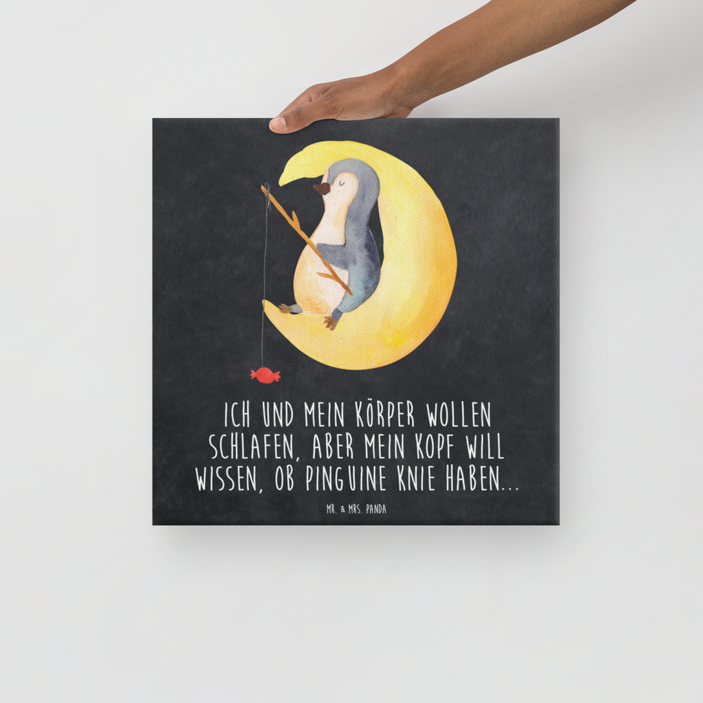 Leinwand Bild Pinguin Mond Leinwand, Bild, Kunstdruck, Wanddeko, Dekoration, Pinguin, Pinguine, Spruch, schlafen, Nachtruhe, Einschlafen, Schlafzimmer, Schlafstörungen, Gästezimmer