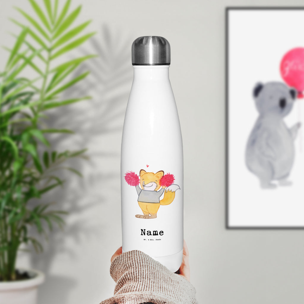 Personalisierte Thermosflasche Fuchs Cheerleader Tage Personalisierte Isolierflasche, Personalisierte Thermoflasche, Personalisierte Trinkflasche, Trinkflasche Mit Namen, Wunschname, Bedrucken, Namensflasche, Geschenk, Sport, Sportart, Hobby, Schenken, Danke, Dankeschön, Auszeichnung, Gewinn, Sportler, Cheerleader, Cheerleading, Turnen, Turn Club, Turniere