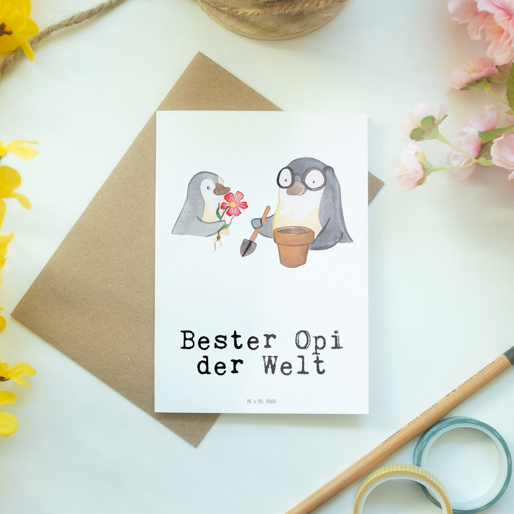 Grußkarte Pinguin Bester Opi der Welt Grußkarte, Klappkarte, Einladungskarte, Glückwunschkarte, Hochzeitskarte, Geburtstagskarte, Karte, Ansichtskarten, für, Dankeschön, Geschenk, Schenken, Geburtstag, Geburtstagsgeschenk, Geschenkidee, Danke, Bedanken, Mitbringsel, Freude machen, Geschenktipp, Großvater, Grossvater, Opa, Opi. Großpapa, Großeltern, Nichte, Neffe, Kleinigkeit, Oppa, Oppi, Bester