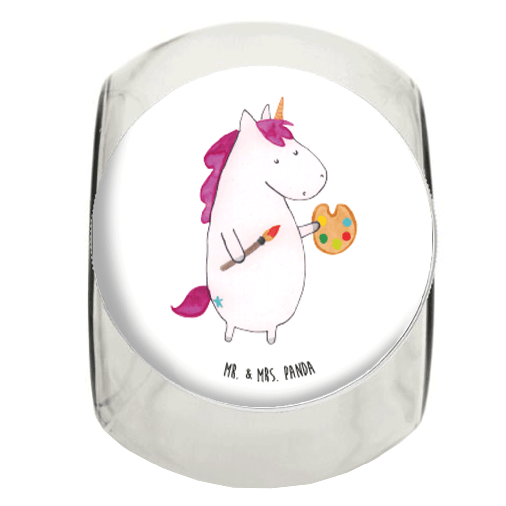 Bonbonglas Einhorn Künstler Vorratsdose, Vorratsbehälter, Süßigkeitenglas, Süßigkeitendose, Kaffeedose, Müslidose, Teedose, Keksbehälter, Keksedose, Glasdose, Glasbälter, Vorratsglas, Küchenbehälter, Aufbewahrungsdose, Aufbewahungsglas, Gewürzdose, Küchenorganizer, Snackdose, Einhorn, Einhörner, Einhorn Deko, Pegasus, Unicorn, Englisch, Künstler, Artist, Malen, Zeichnen, Welt, Farbe, Stift, Pinsel, Geschenk, Maler