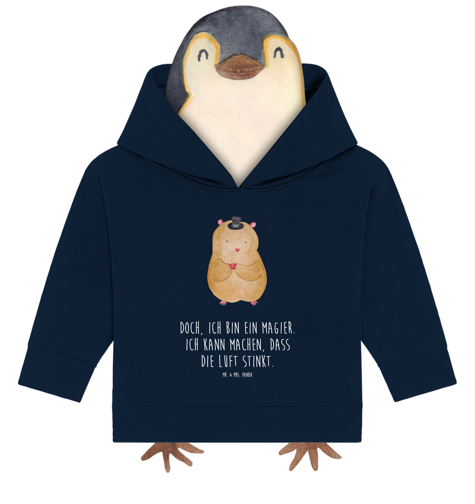 Organic Baby Hoodie Hamster Hut Baby Kapuzenshirt, Baby Kapuzensweatshirt, Baby Hoodie, Baby Pullover, Tiermotive, Gute Laune, lustige Sprüche, Tiere, Hamster, Hut, Magier, Zylinder, Zwerghamster, Zauberer