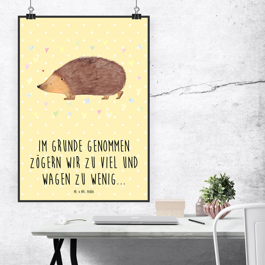 Poster Igel Herzen Poster, Wandposter, Bild, Wanddeko, Küchenposter, Kinderposter, Wanddeko Bild, Raumdekoration, Wanddekoration, Handgemaltes Poster, Mr. & Mrs. Panda Poster, Designposter, Kunstdruck, Posterdruck, Tiermotive, Gute Laune, lustige Sprüche, Tiere, Liebe, Herz, Herzen, Igel, Vertrauen, Kuss, Leben