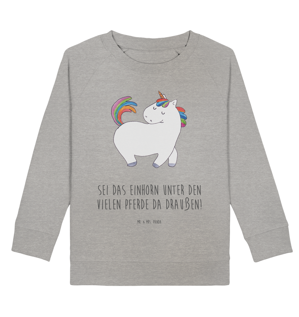 Organic Kinder Pullover Einhorn stolzierend Kinder Pullover, Kinder Sweatshirt, Jungen, Mädchen, Einhorn, Einhörner, Einhorn Deko, Pegasus, Unicorn, stolz, anders, bunt, Pferd, Reiter, Reiten, Freundin, Geschenk