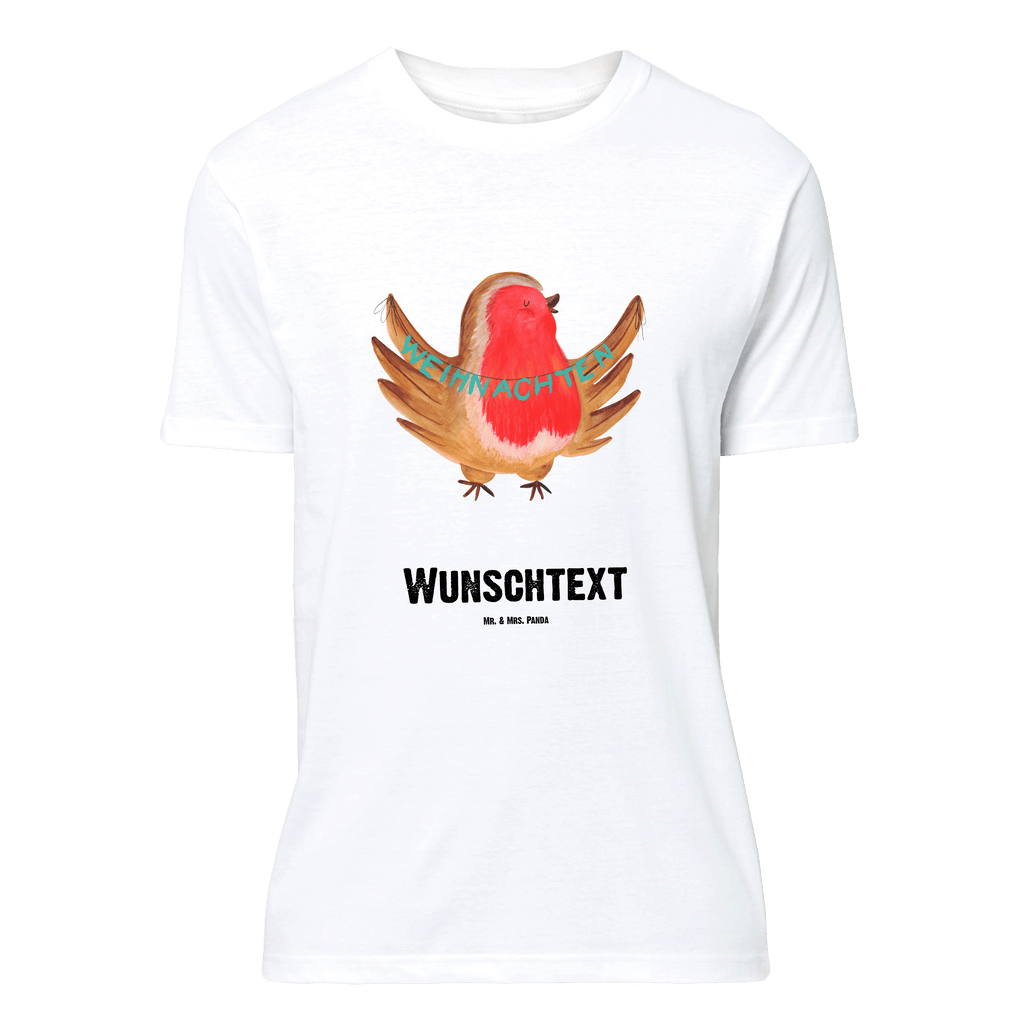 Personalisiertes T-Shirt Rotkehlchen Weihnachten T-Shirt Personalisiert, T-Shirt mit Namen, T-Shirt mit Aufruck, Männer, Frauen, Wunschtext, Bedrucken, Winter, Weihnachten, Weihnachtsdeko, Nikolaus, Advent, Heiligabend, Wintermotiv, Frohe Weihnachten, Weihnachtsmotiv, Weihnachtsgruß, Vogel, xmas