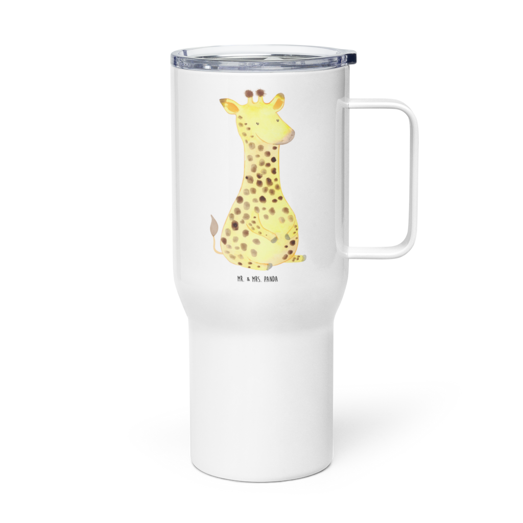 XXL Thermobecher Giraffe Zufrieden Thermobecher, XL Thermobecher, Reisebecher, XL Reisetasse, Großer Thermobecher, Autobecher, Jumbo Becher, Afrika, Wildtiere, Giraffe, Zufrieden, Glück, Abenteuer