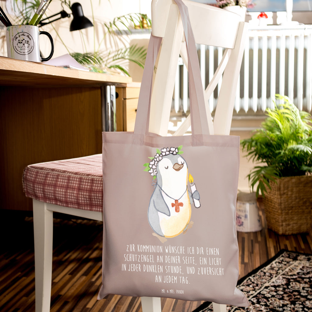 Tragetasche Pinguin Kommunion Mädchen Beuteltasche, Beutel, Einkaufstasche, Jutebeutel, Stoffbeutel, Tasche, Shopper, Umhängetasche, Strandtasche, Schultertasche, Stofftasche, Tragetasche, Badetasche, Jutetasche, Einkaufstüte, Laptoptasche, Konfirmation, Kommunion, Jugendweihe, Konfirmation Geschenk, Gott, Gläubig, Alles Gute