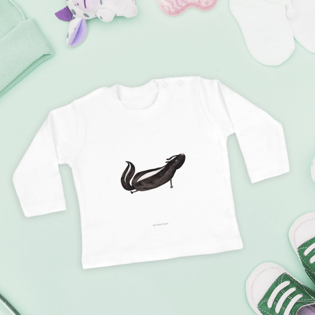 Baby Longsleeve Stinktier Yoga Mädchen, Jungen, Baby, Langarm, Bio, Kleidung, Stinktier, Skunk, Wildtier, Raubtier, Stinker, Stinki, Yoga, Namaste, Lebe, Liebe, Lache