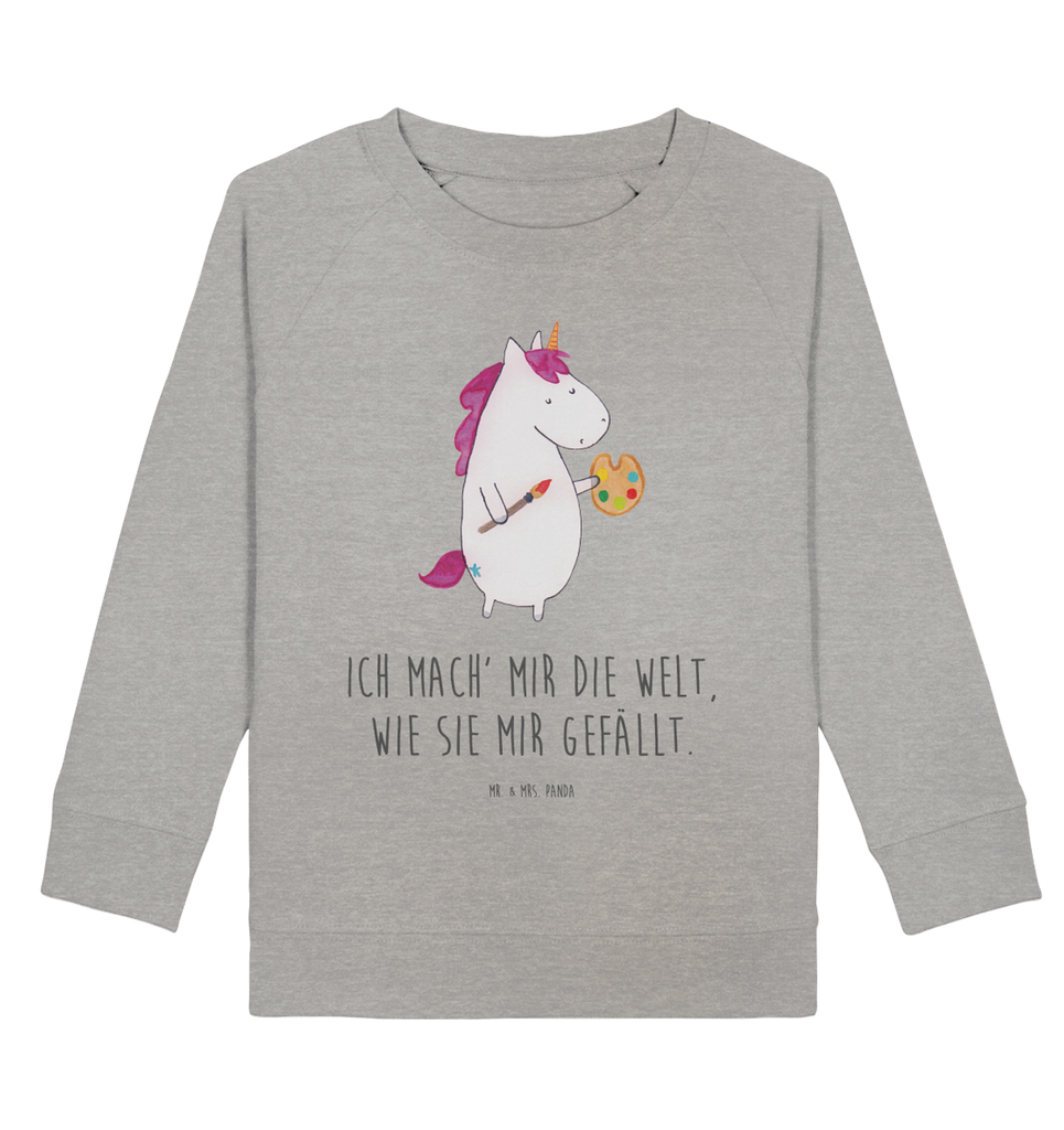 Organic Kinder Pullover Einhorn Künstler Kinder Pullover, Kinder Sweatshirt, Jungen, Mädchen, Einhorn, Einhörner, Einhorn Deko, Pegasus, Unicorn, Englisch, Künstler, Artist, Malen, Zeichnen, Welt, Farbe, Stift, Pinsel, Geschenk, Maler