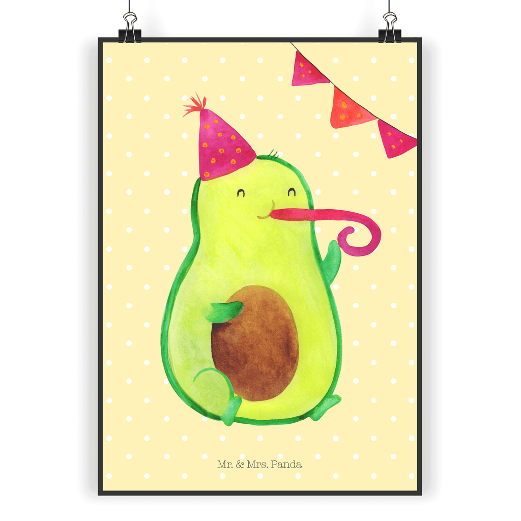 Poster Avocado Party Time Poster, Wandposter, Bild, Wanddeko, Küchenposter, Kinderposter, Wanddeko Bild, Raumdekoration, Wanddekoration, Handgemaltes Poster, Mr. & Mrs. Panda Poster, Designposter, Kunstdruck, Posterdruck, Avocado, Veggie, Vegan, Gesund