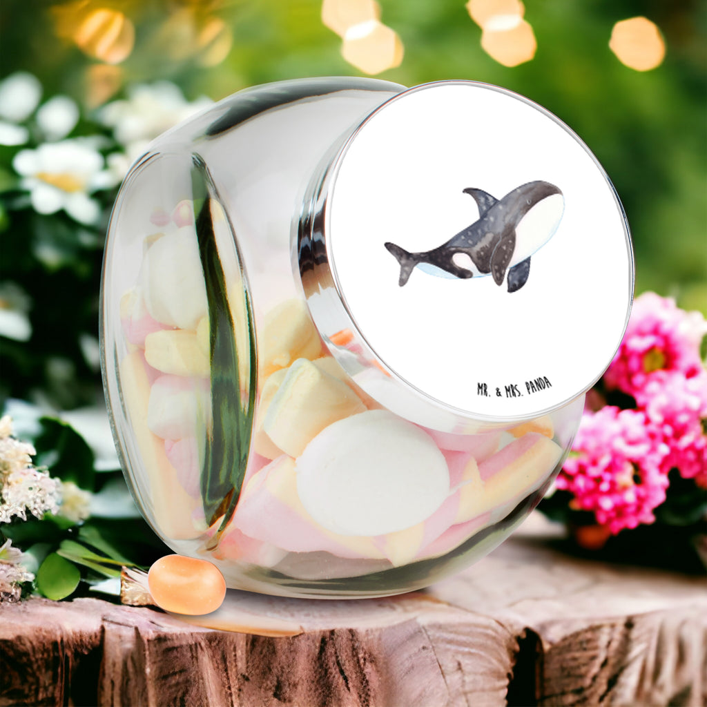 Bonbonglas Orca Vorratsdose, Vorratsbehälter, Süßigkeitenglas, Süßigkeitendose, Kaffeedose, Müslidose, Teedose, Keksbehälter, Keksedose, Glasdose, Glasbälter, Vorratsglas, Küchenbehälter, Aufbewahrungsdose, Aufbewahungsglas, Gewürzdose, Küchenorganizer, Snackdose, Meerestiere, Meer, Urlaub, Orca, Orcas, Killerwal, Wal, Möglichkeiten, Büro, Arbeit, Motivation, Selbstliebe, Neustart, Startup