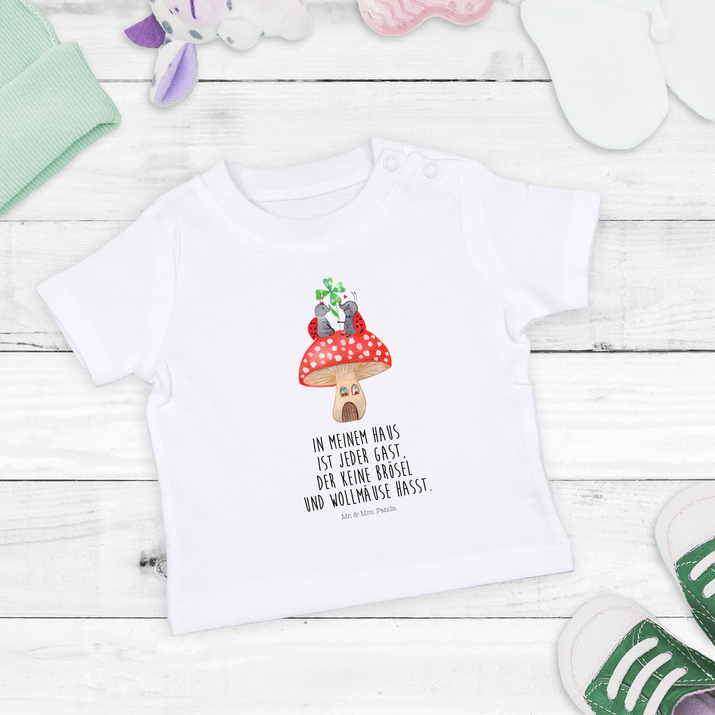 Organic Baby Shirt Marienkäfer Fliegenpilz Baby T-Shirt, Jungen Baby T-Shirt, Mädchen Baby T-Shirt, Shirt, Tiermotive, Gute Laune, lustige Sprüche, Tiere, Haus, Wohnung, zuhause, Fliegenpilz, Marienkäfer, Fleigenpilzhaus