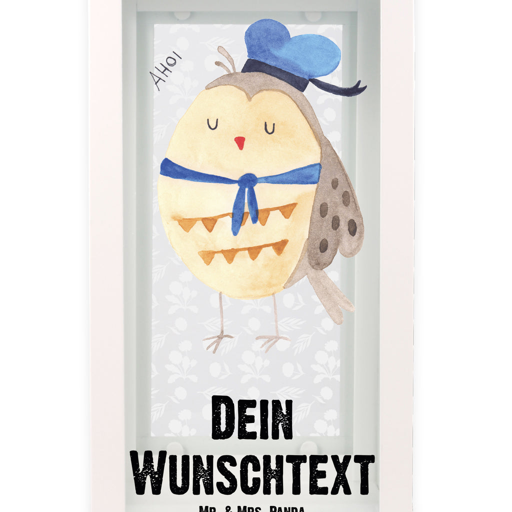 Personalisierte Deko Laterne Eule Matrosen Gartenlampe, Gartenleuchte, Gartendekoration, Gartenlicht, Laterne kleine Laternen, XXL Laternen, Laterne groß, Eule, Eule Spruch, Eule Deko, Owl, Wortspiel lustig, Matrose, Freundin, Ehe, Seefahrer, Heimathafen, Hochzeitstag Geschenk