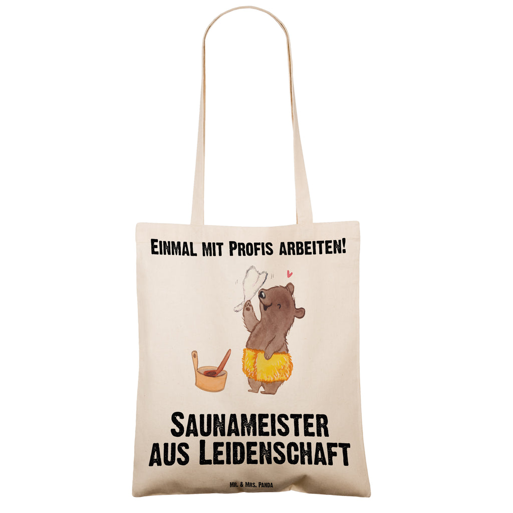 Tragetasche Saunameister aus Leidenschaft Beuteltasche, Beutel, Einkaufstasche, Jutebeutel, Stoffbeutel, Tasche, Shopper, Umhängetasche, Strandtasche, Schultertasche, Stofftasche, Tragetasche, Badetasche, Jutetasche, Einkaufstüte, Laptoptasche, Beruf, Ausbildung, Jubiläum, Abschied, Rente, Kollege, Kollegin, Geschenk, Schenken, Arbeitskollege, Mitarbeiter, Firma, Danke, Dankeschön