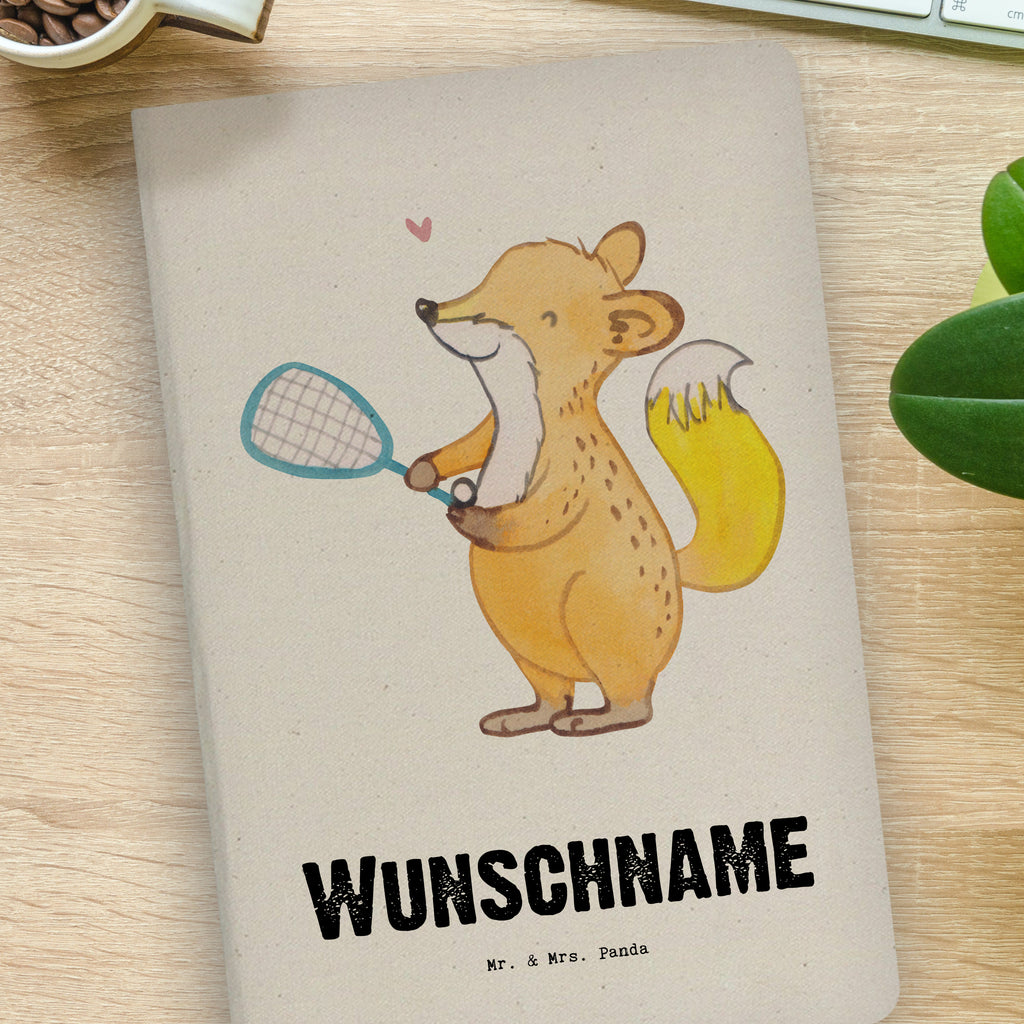 DIN A4 Personalisiertes Notizbuch Fuchs Squash spielen Personalisiertes Notizbuch, Notizbuch mit Namen, Notizbuch bedrucken, Personalisierung, Namensbuch, Namen, Geschenk, Sport, Sportart, Hobby, Schenken, Danke, Dankeschön, Auszeichnung, Gewinn, Sportler, Squash spielen, Squashhalle, Ballsport