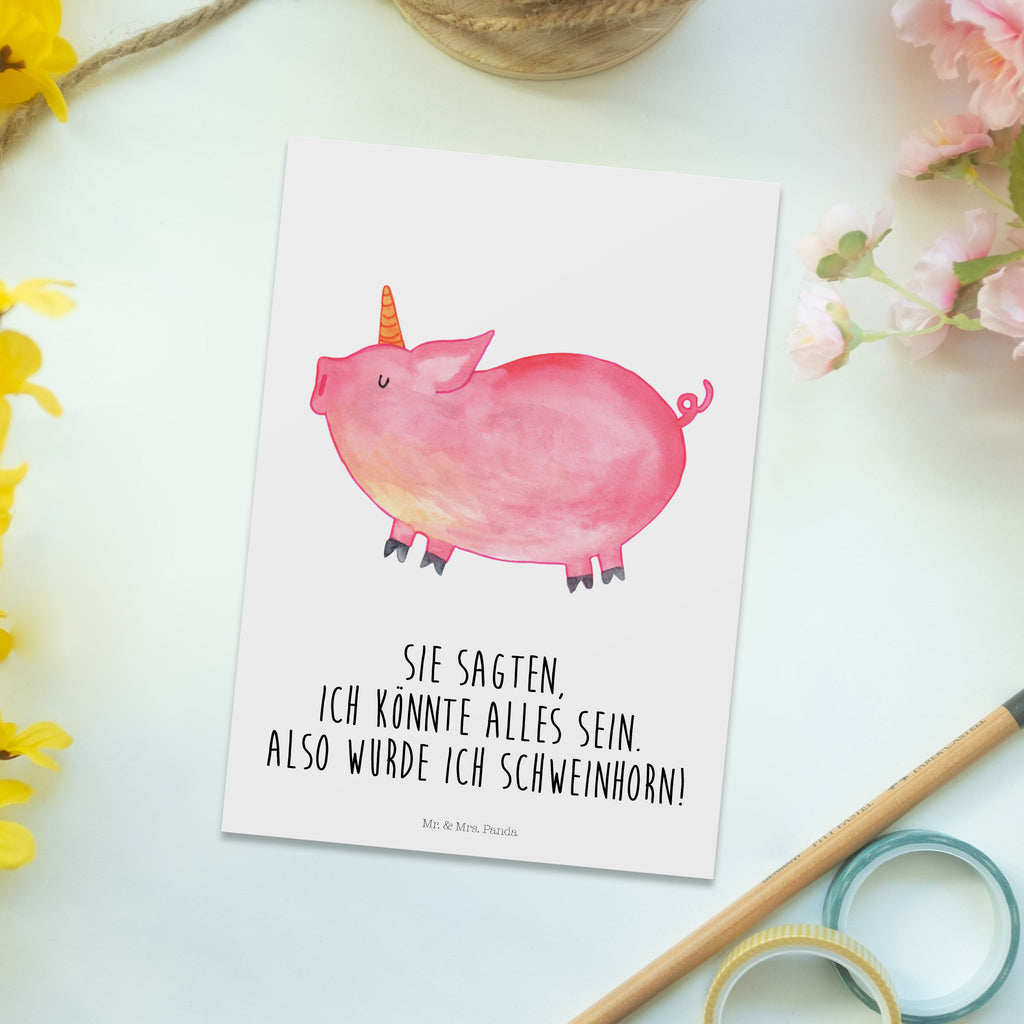 Postkarte Einhorn Schwein Postkarte, Karte, Geschenkkarte, Grußkarte, Einladung, Ansichtskarte, Geburtstagskarte, Einladungskarte, Dankeskarte, Einhorn, Einhörner, Einhorn Deko, Pegasus, Unicorn, Party, Spaß, Schwein, Schweinhorn, Bauer, witzig. lustig, Spruch, geschenk, Pig, Piggy, funny, english, englisch