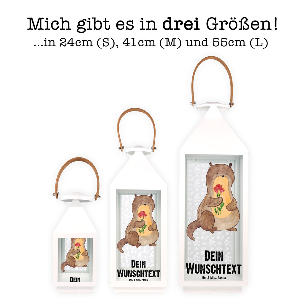 Personalisierte Deko Laterne Otter Blumenstrauß Gartenlampe, Gartenleuchte, Gartendekoration, Gartenlicht, Laterne kleine Laternen, XXL Laternen, Laterne groß, Otter, Fischotter, Seeotter, Otter Seeotter See Otter