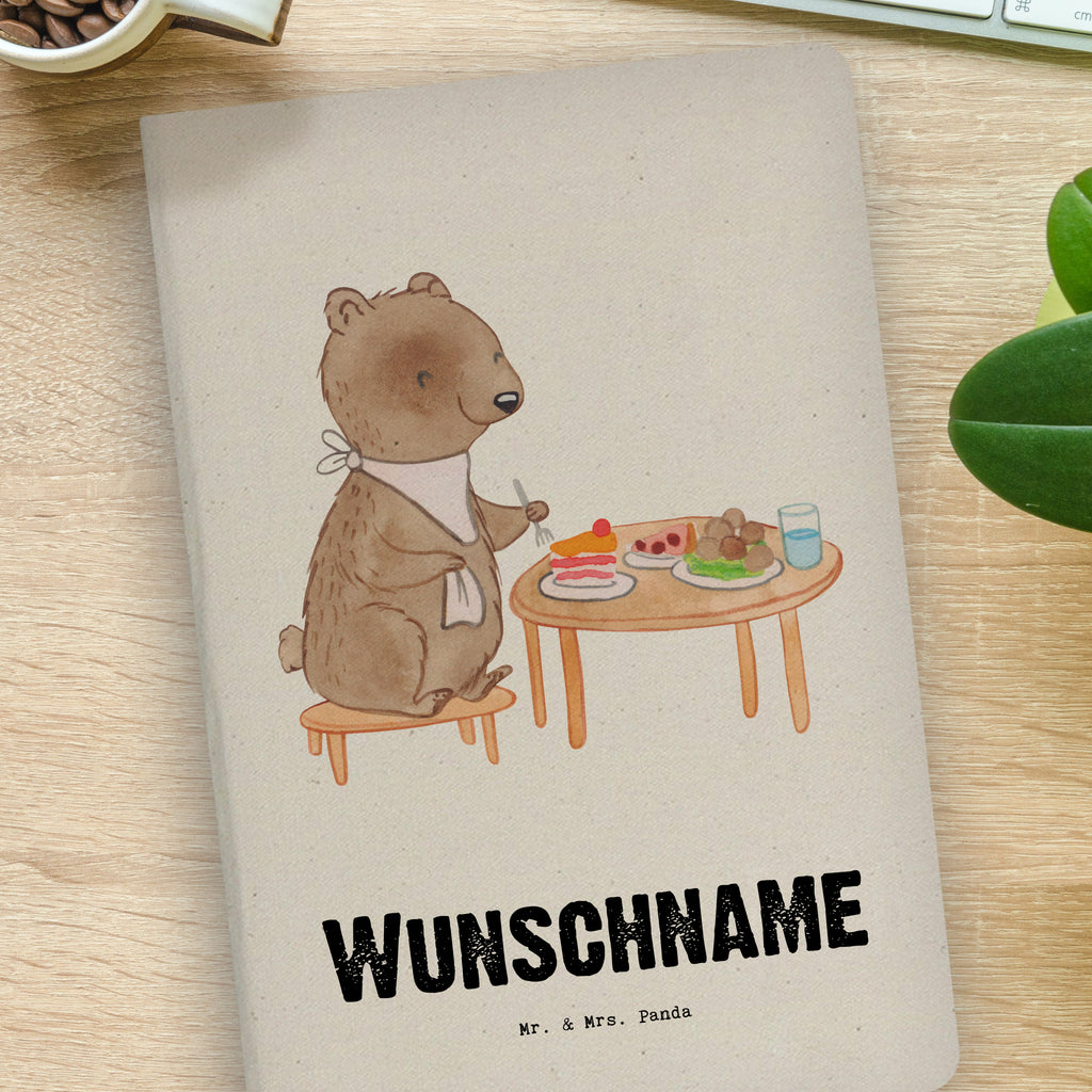 DIN A4 Personalisiertes Notizbuch Bär Essen gehen Personalisiertes Notizbuch, Notizbuch mit Namen, Notizbuch bedrucken, Personalisierung, Namensbuch, Namen, Geschenk, Sport, Sportart, Hobby, Schenken, Danke, Dankeschön, Auszeichnung, Gewinn, Sportler, Essen gehen, Essen, Restaurant, Restaurantbesuch