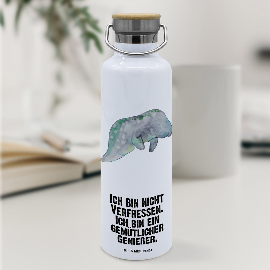 Trinkflasche Seekuh Chillen Thermosflasche, Isolierflasche, Edelstahl, Trinkflasche, isoliert, Wamrhaltefunktion, Sportflasche, Flasche zum Sport, Sportlerflasche, Meerestiere, Meer, Urlaub, Seekuh, Seekühe, Diät, Abnehmen, Zucker, Diätwahn, Essen, Süßigkeiten