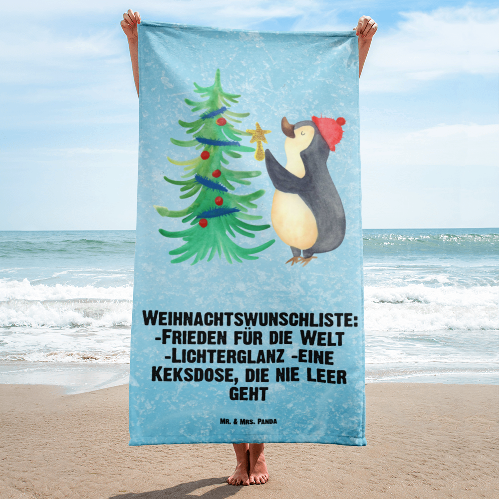 XL Badehandtuch Pinguin Weihnachtsbaum Handtuch, Badetuch, Duschtuch, Strandtuch, Saunatuch, Winter, Weihnachten, Weihnachtsdeko, Nikolaus, Advent, Heiligabend, Wintermotiv, Pinguin