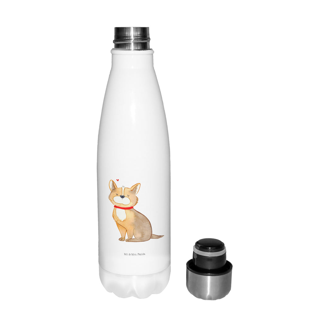 Thermosflasche Hundeglück Isolierflasche, Thermoflasche, Trinkflasche, Thermos, Edelstahl, Hund, Hundemotiv, Haustier, Hunderasse, Tierliebhaber, Hundebesitzer, Sprüche, Corgie, Hundeliebe, Spruch, Hundemama, Liebe