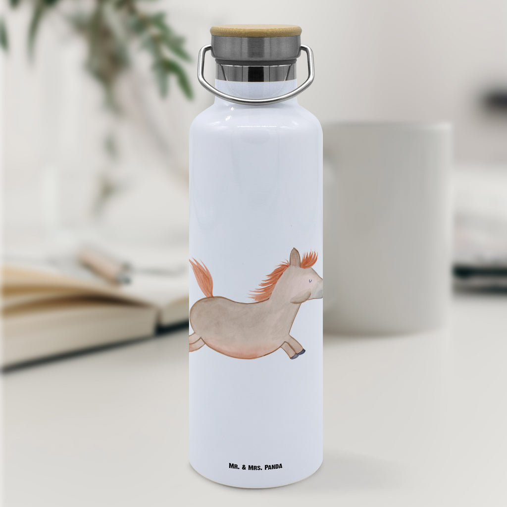 Trinkflasche Pferd Springen Thermosflasche, Isolierflasche, Edelstahl, Trinkflasche, isoliert, Wamrhaltefunktion, Sportflasche, Flasche zum Sport, Sportlerflasche, Bauernhof, Hoftiere, Landwirt, Landwirtin, Pferd, Pony, Pferde, Stall, Pferdestall, ausreiten, reiten, Pferdebesitzer