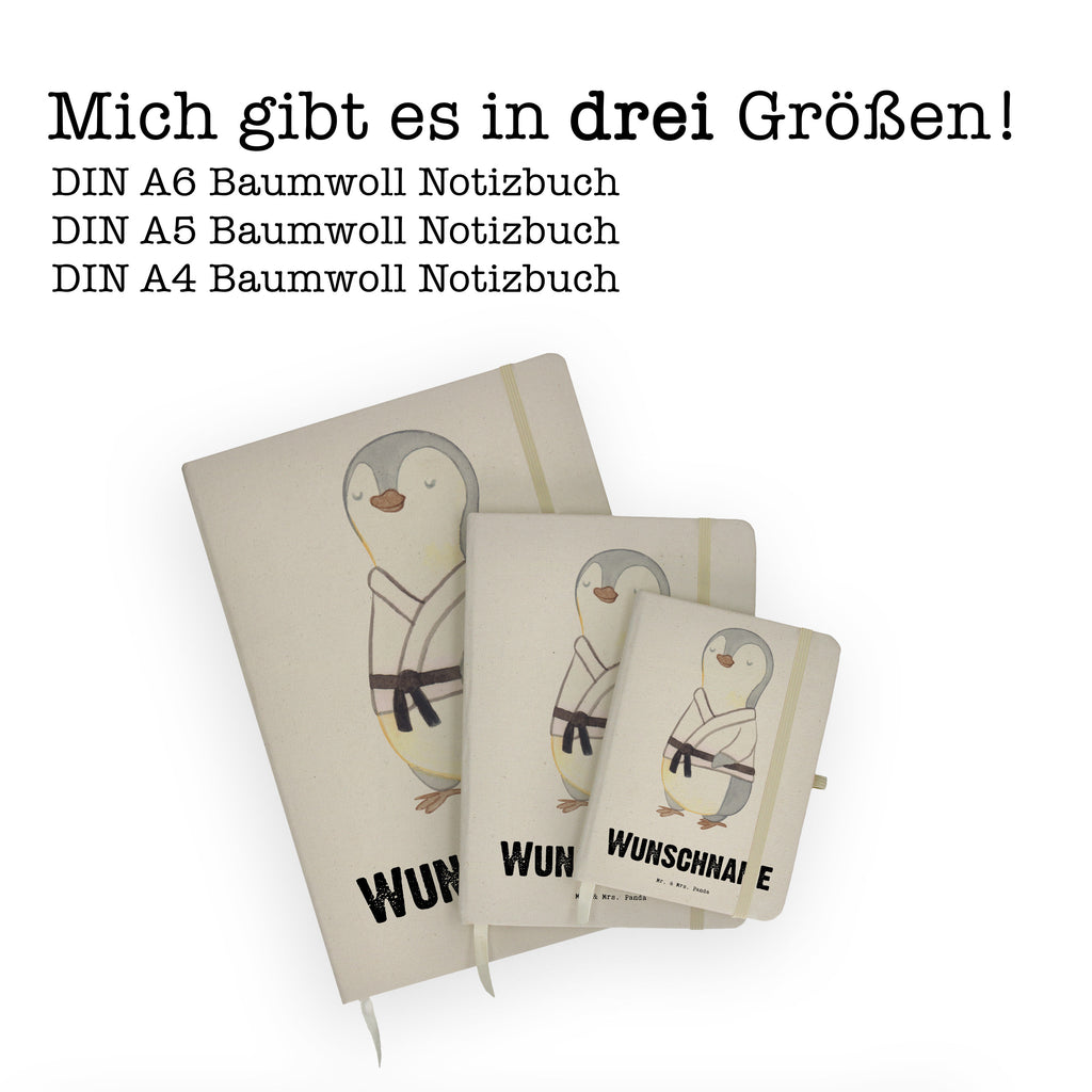 DIN A4 Personalisiertes Notizbuch Pinguin Karate Tage Personalisiertes Notizbuch, Notizbuch mit Namen, Notizbuch bedrucken, Personalisierung, Namensbuch, Namen, Geschenk, Sport, Sportart, Hobby, Schenken, Danke, Dankeschön, Auszeichnung, Gewinn, Sportler, Karate, Kampfsportart, Selbstverteidigung, Kampfkunst, Karate Verein