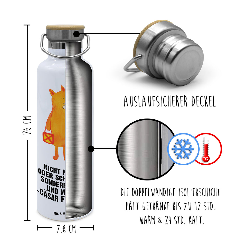 Trinkflasche Fuchs Laterne Thermosflasche, Isolierflasche, Edelstahl, Trinkflasche, isoliert, Wamrhaltefunktion, Sportflasche, Flasche zum Sport, Sportlerflasche, Fuchs, Füchse, Spruch trösten, Liebeskummer Spruch, Laterne, Sankt Martin, Laternenumzug, Aufmuntern, Cäsar Otto Hugo Flaischlen