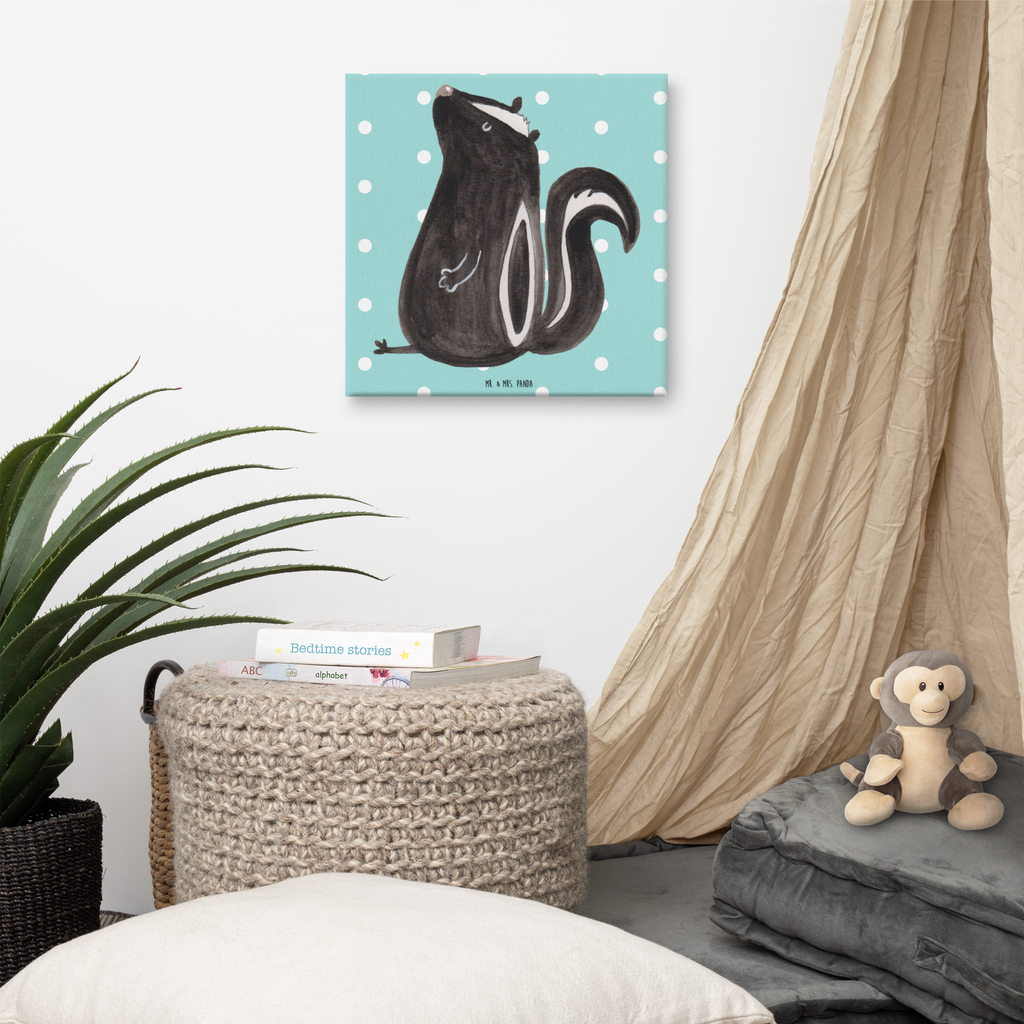 Leinwand Bild Stinktier Sitzen Leinwand, Bild, Kunstdruck, Wanddeko, Dekoration, Stinktier, Skunk, Wildtier, Raubtier, Stinker, Stinki, Spruch, Büro, Recht, Besserwisser