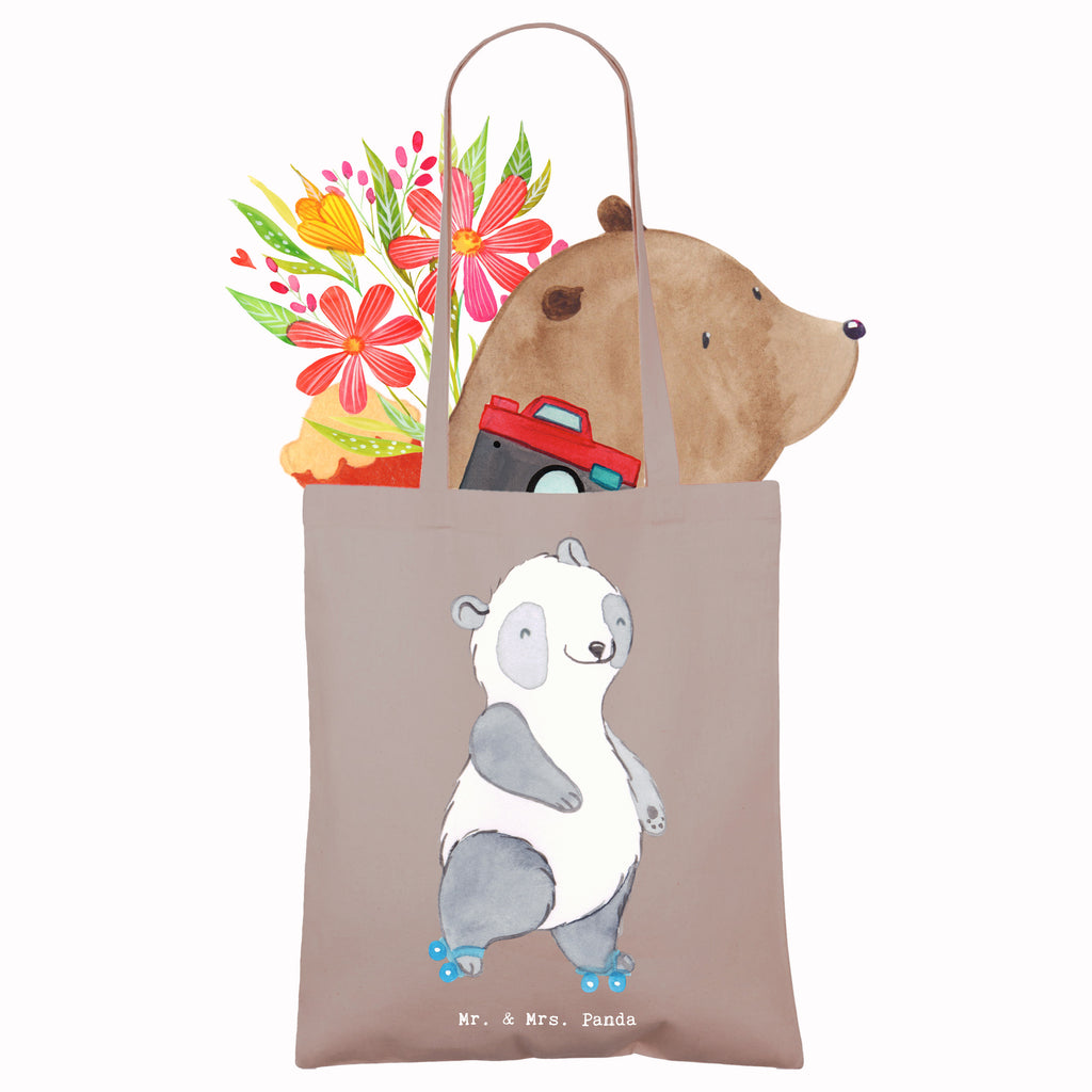 Tragetasche Panda Inliner fahren Medizin Beuteltasche, Beutel, Einkaufstasche, Jutebeutel, Stoffbeutel, Tasche, Shopper, Umhängetasche, Strandtasche, Schultertasche, Stofftasche, Tragetasche, Badetasche, Jutetasche, Einkaufstüte, Laptoptasche, Geschenk, Sport, Sportart, Hobby, Schenken, Danke, Dankeschön, Auszeichnung, Gewinn, Sportler, Inliner fahren, Rollschuh fahren, Rollerblades, inlinern