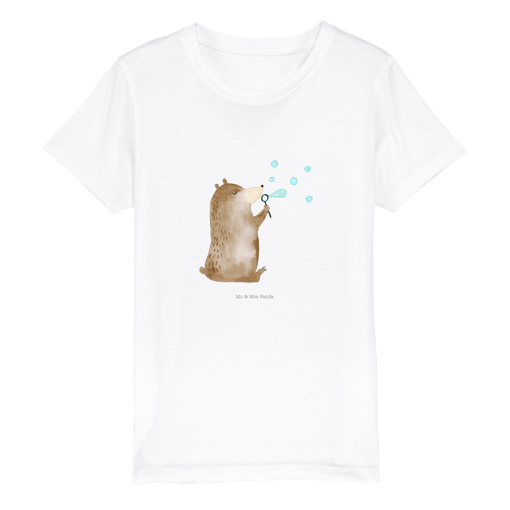 Organic Kinder T-Shirt Bär Seifenblasen Kinder T-Shirt, Kinder T-Shirt Mädchen, Kinder T-Shirt Jungen, Bär, Teddy, Teddybär, Seifenblasen Bär Lustig Sein Glücklich Traurig Happy