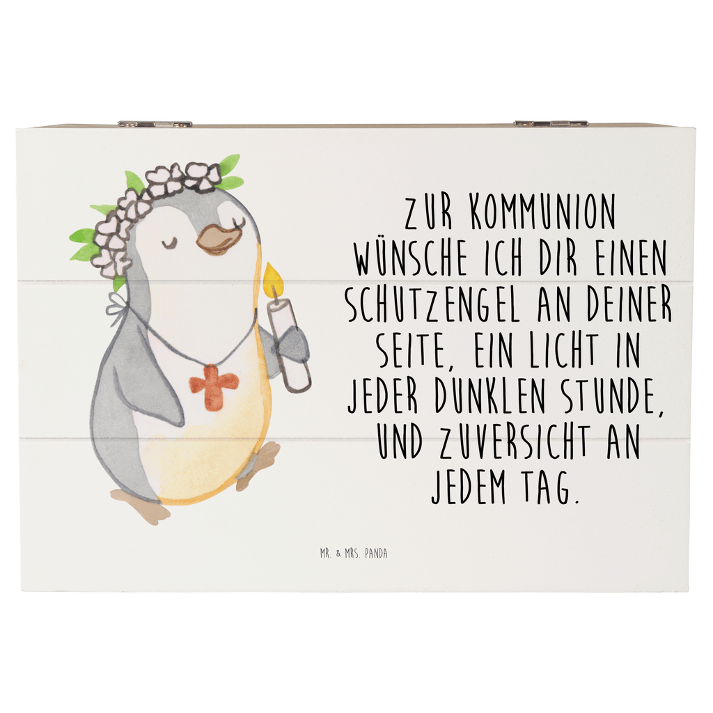 Holzkiste Pinguin Kommunion Mädchen Holzkiste, Kiste, Schatzkiste, Truhe, Schatulle, XXL, Erinnerungsbox, Erinnerungskiste, Dekokiste, Aufbewahrungsbox, Geschenkbox, Geschenkdose, Konfirmation, Kommunion, Jugendweihe, Konfirmation Geschenk, Gott, Gläubig, Alles Gute