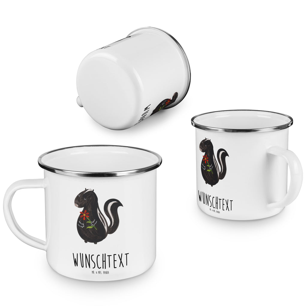 Personalisierte Emaille Tasse Stinktier Blume Emaille Tasse personalisiert, Emaille Tasse mit Namen, Campingtasse personalisiert, Namenstasse, Campingtasse bedrucken, Campinggeschirr personalsisert, tasse mit namen, personalisierte tassen, personalisierte tasse, tasse selbst gestalten, tasse bedrucken, tassen bedrucken, Stinktier, Skunk, Wildtier, Raubtier, Stinker, Stinki, Tagträumer, verträumt, Dreams, Träume