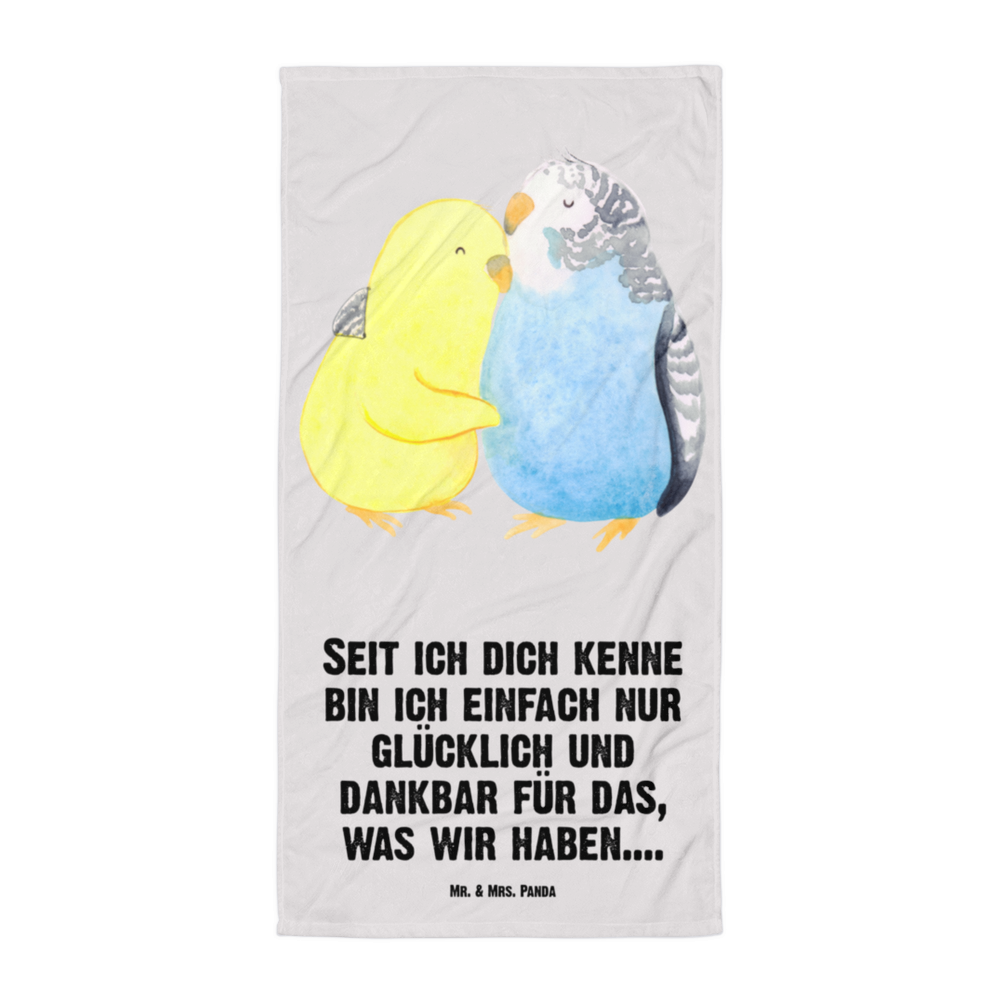 XL Badehandtuch Wellensittich Liebe Handtuch, Badetuch, Duschtuch, Strandtuch, Saunatuch, Liebe, Partner, Freund, Freundin, Ehemann, Ehefrau, Heiraten, Verlobung, Heiratsantrag, Liebesgeschenk, Jahrestag, Hocheitstag, Vögel, Wellensittich, Nähe, Kuscheln, Vertrauen