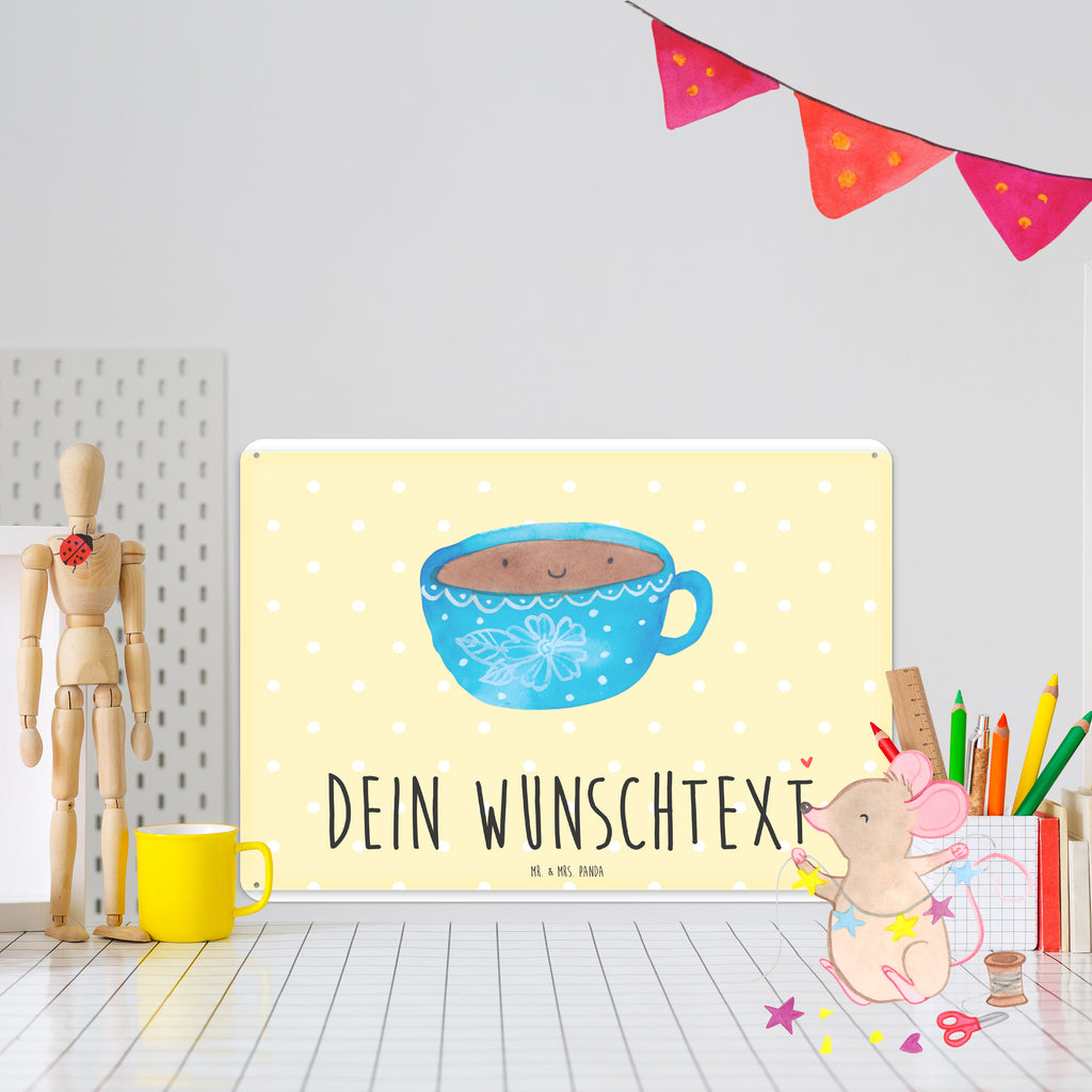 Personalisiertes Blechschild Kaffee Tasse Blechschild, Metallschild, Geschenk Schild, Schild, Magnet-Metall-Schild, Deko Schild, Wandschild, Wand-Dekoration, Türschild, Tiermotive, Gute Laune, lustige Sprüche, Tiere, Kaffee, Tasse, Liebe, Geschmack, Genuss, Glücklich