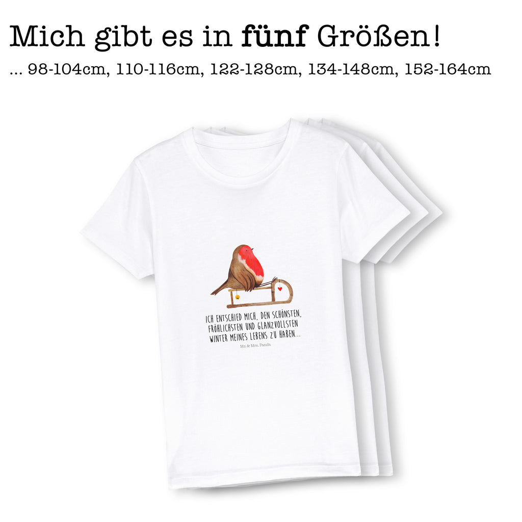 Organic Kinder T-Shirt Rotkehlchen Schlitten Kinder T-Shirt, Kinder T-Shirt Mädchen, Kinder T-Shirt Jungen, Winter, Weihnachten, Weihnachtsdeko, Nikolaus, Advent, Heiligabend, Wintermotiv, Schlitten, Vogel