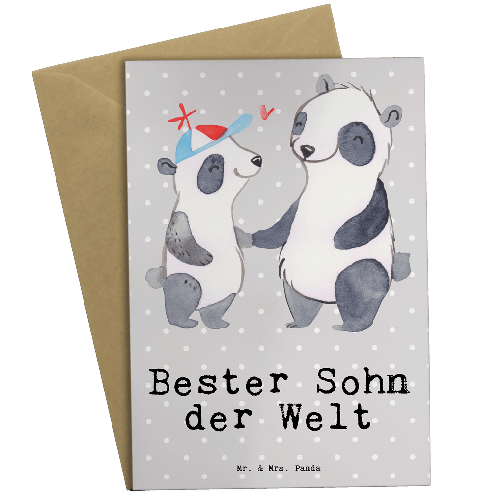 Grußkarte Panda Bester Sohn der Welt Grußkarte, Klappkarte, Einladungskarte, Glückwunschkarte, Hochzeitskarte, Geburtstagskarte, Karte, Ansichtskarten, für, Dankeschön, Geschenk, Schenken, Geburtstag, Geburtstagsgeschenk, Geschenkidee, Danke, Bedanken, Mitbringsel, Freude machen, Geschenktipp, Sohn, Sohnemann, Söhnchen, Bube, Bub, Nachwuchs, Nachkomme, Kind, Familie, Vater, Belohnung