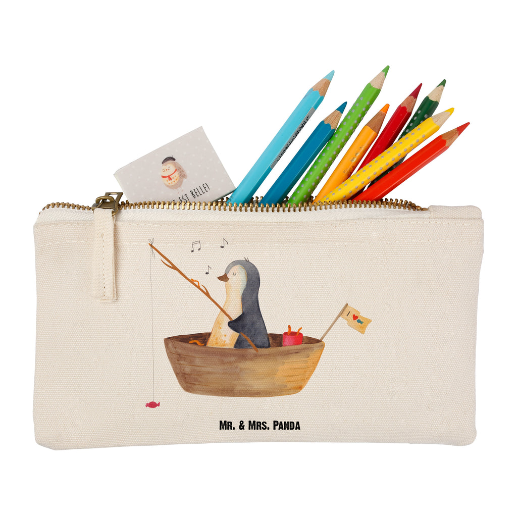 Schminktasche Pinguin Angelboot Schminktasche, Kosmetiktasche, Kosmetikbeutel, Stiftemäppchen, Etui, Federmappe, Makeup, XXL, Schminketui, Kosmetiketui, Schlamperetui, Pinguin, Pinguine, Angeln, Boot, Angelboot, Lebenslust, Leben, genießen, Motivation, Neustart, Neuanfang, Trennung, Scheidung, Geschenkidee Liebeskummer