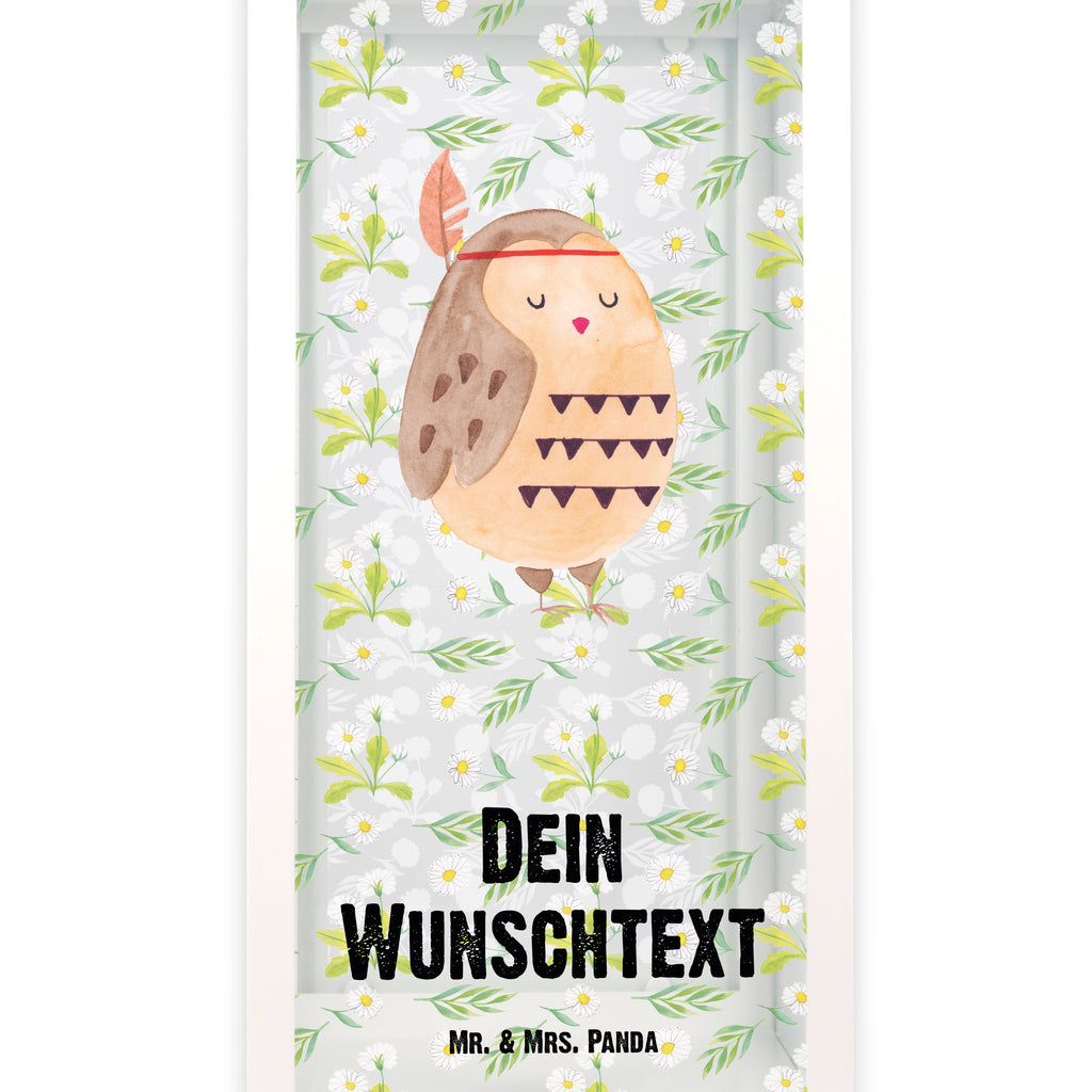 Personalisierte Deko Laterne Eule Federschmuck Gartenlampe, Gartenleuchte, Gartendekoration, Gartenlicht, Laterne  kleine Laternen, XXL Laternen, Laterne groß, Eule, Eule Deko, Owl, Das Leben ist ein Abenteuer, Reisespruch, Federschmuck, Dekoration