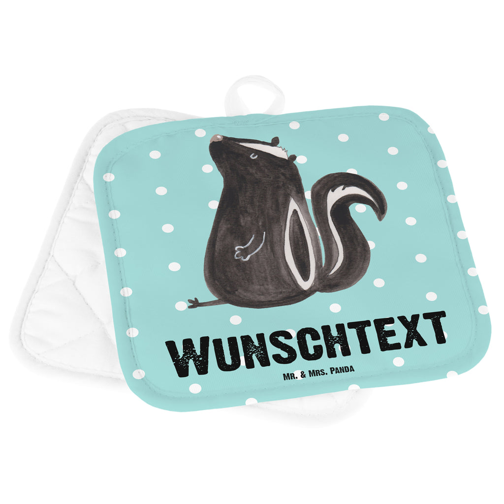 Personalisierte Topflappen Stinktier sitzend Topflappen personalisiert, Personalisierte Topfuntersetzer, Personalisierter Ofenhandschuh, Topflappen Set personalisiert, Topflappen mit Namen, Namensaufdruck, Stinktier, Skunk, Wildtier, Raubtier, Stinker, Stinki, Spruch, Büro, Recht, Besserwisser