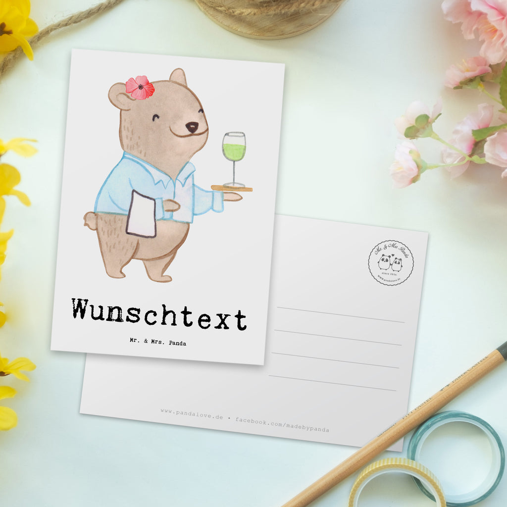 Personalisierte Postkarte Restaurantfachfrau mit Herz Postkarte mit Namen, Postkarte bedrucken, Postkarte mit Wunschtext, Postkarte personalisierbar, Geschenkkarte mit Namen, Grußkarte mit Namen, Karte mit Namen, Einladung mit Namen, Ansichtskarte mit Namen, Geschenkkarte mit Wunschtext, Grußkarte mit Wunschtext, Karte mit Wunschtext, Einladung mit Wunschtext, Ansichtskarte mit Wunschtext, Beruf, Ausbildung, Jubiläum, Abschied, Rente, Kollege, Kollegin, Geschenk, Schenken, Arbeitskollege, Mitarbeiter, Firma, Danke, Dankeschön