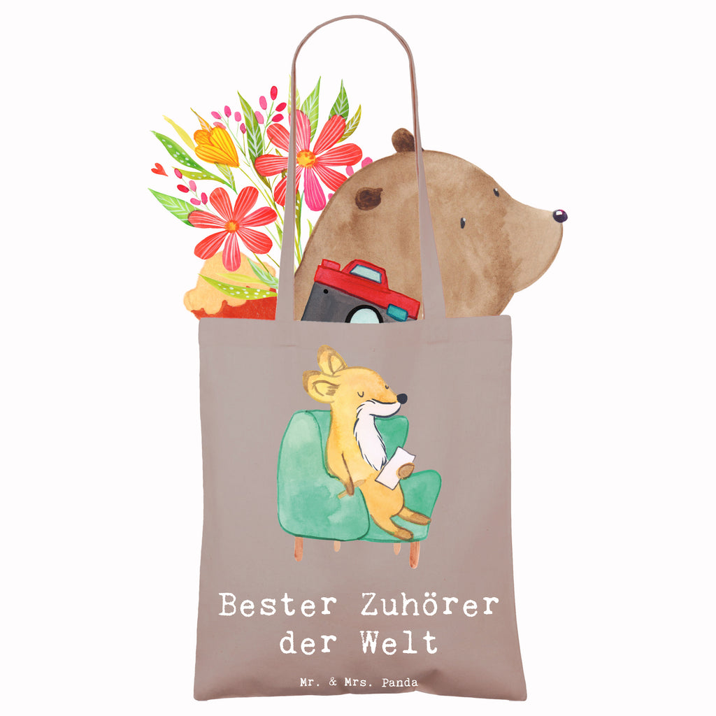 Tragetasche Fuchs Bester Zuhörer der Welt Beuteltasche, Beutel, Einkaufstasche, Jutebeutel, Stoffbeutel, Tasche, Shopper, Umhängetasche, Strandtasche, Schultertasche, Stofftasche, Tragetasche, Badetasche, Jutetasche, Einkaufstüte, Laptoptasche, für, Dankeschön, Geschenk, Schenken, Geburtstag, Geburtstagsgeschenk, Geschenkidee, Danke, Bedanken, Mitbringsel, Freude machen, Geschenktipp, Zuhörer, Freund, Freundin, offenes Ohr, Hilfsbereit, Hilfe