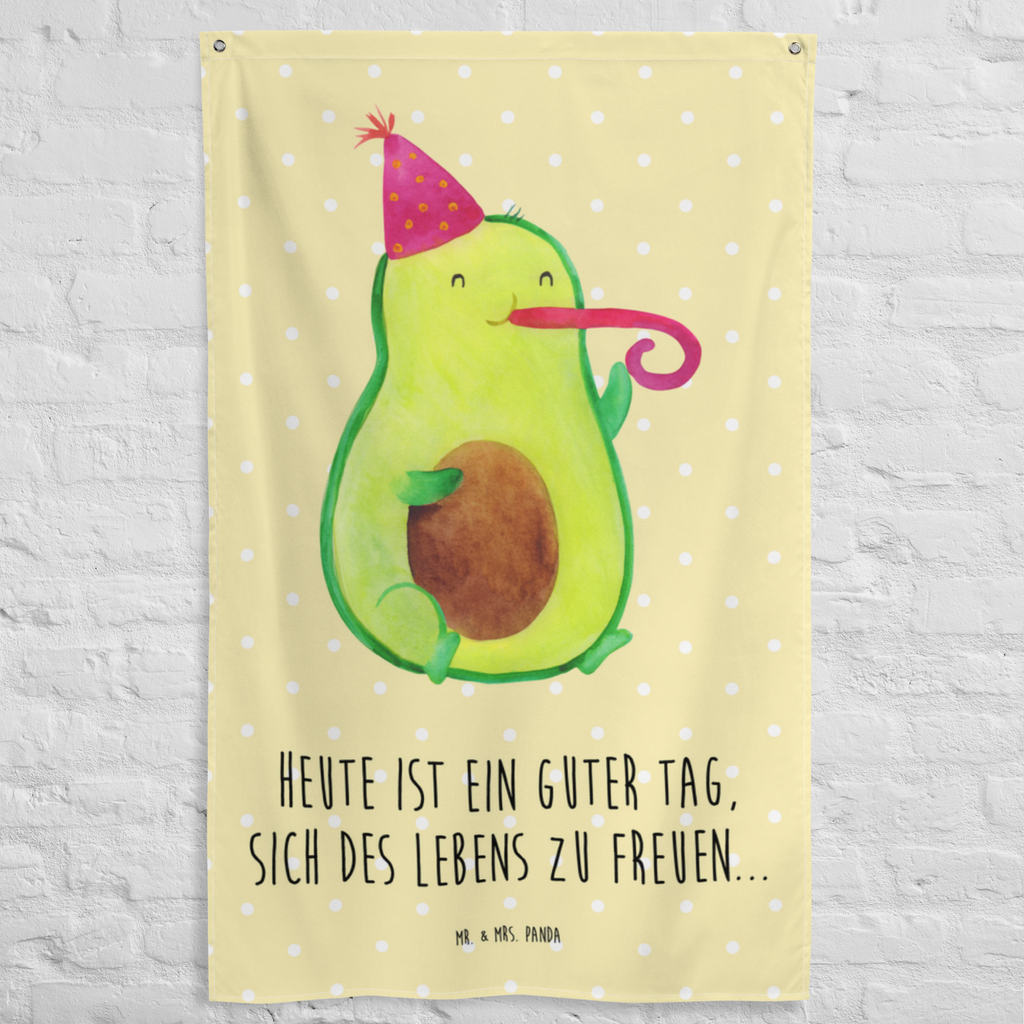 Wandteppich Avocado Partyhupe Wandbehang, Dekoration, Boho, Wandteppich, Wandtuch, Wanddeko, Tapisserie, Tapestry, Wandbild, Textil-Kunst, Schmuck-Wandbehang, Wand Deko, Kinderzimmer, Kinderzimmer Wand, Kinderzimmer Deko, Kinderzimmer Wanddeko, Avocado, Veggie, Vegan, Gesund, Party, Feierlichkeit, Feier, Fete, Geburtstag, Gute Laune, Tröte