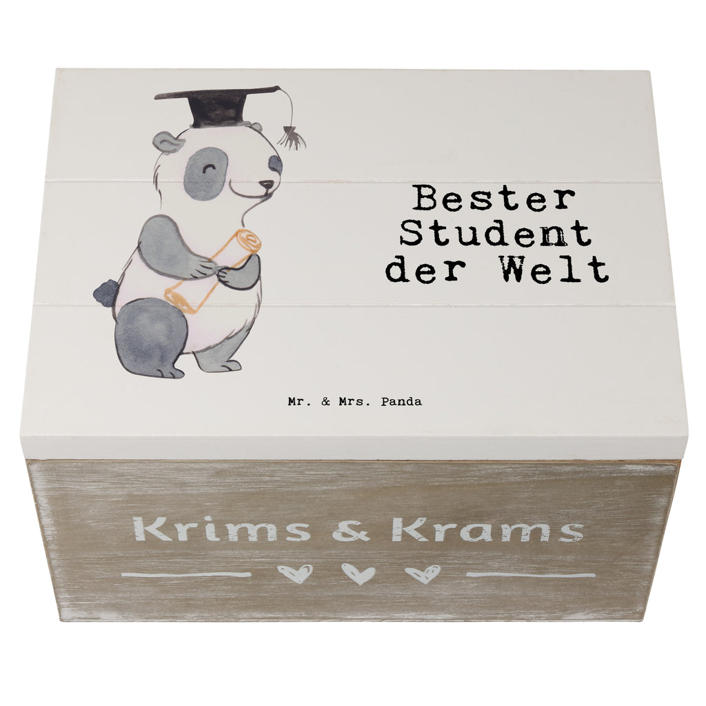 Holzkiste Panda Bester Student der Welt Holzkiste, Kiste, Schatzkiste, Truhe, Schatulle, XXL, Erinnerungsbox, Erinnerungskiste, Dekokiste, Aufbewahrungsbox, Geschenkbox, Geschenkdose, für, Dankeschön, Geschenk, Schenken, Geburtstag, Geburtstagsgeschenk, Geschenkidee, Danke, Bedanken, Mitbringsel, Freude machen, Geschenktipp, Student, Studium, Sohn, Spaß, Musterschüler, lustig, Studienabschluss, witzig, Universität, Abschluss, Alumni, Uni, Studenten, Hochschule