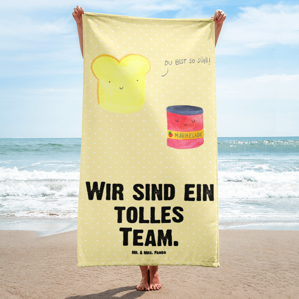 XL Badehandtuch Toast & Marmelade Handtuch, Badetuch, Duschtuch, Strandtuch, Saunatuch, Tiermotive, Gute Laune, lustige Sprüche, Tiere, Toast, Marmelade, Dreamteam, süße Postkarte, süß, Küche Deko, Küche Spruch, Frühstück Einladung, Brot, Toastbrot