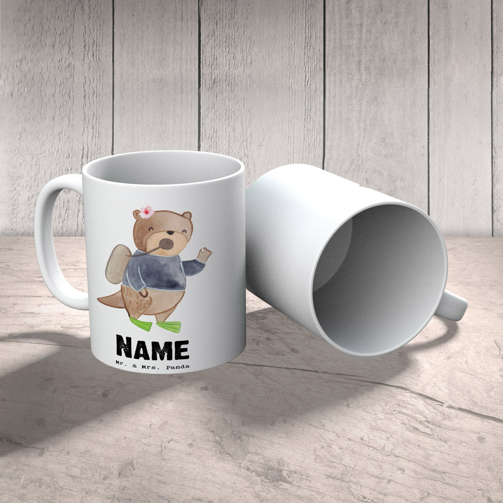 Personalisierte Tasse Taucherin mit Herz Personalisierte Tasse, Namenstasse, Wunschname, Personalisiert, Tasse, Namen, Drucken, Tasse mit Namen, Beruf, Ausbildung, Jubiläum, Abschied, Rente, Kollege, Kollegin, Geschenk, Schenken, Arbeitskollege, Mitarbeiter, Firma, Danke, Dankeschön