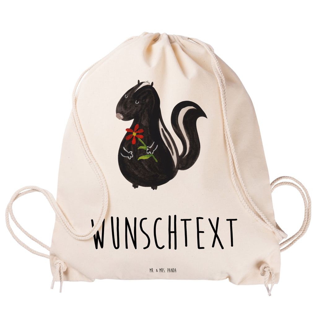 Personalisierter Sportbeutel Stinktier Blume Personalisierter Sportbeutel, Personalisierter Beutel, Personalisierte Sporttasche, Personalisierter Tasche, Personalisierter Stoffbeutel, Personalisierter Sportbeutel Kinder, Sportbeutel mit Namen, Turnbeutel mit Namen, Beutel mit Namen, Sporttasche mit Namen, Tasche mit Namen, Stoffbeutel mit Namen, Sportbeutel Kinder mit Namen, Wunschtext, Wunschnamen, Personalisierbar, Personalisierung, Stinktier, Skunk, Wildtier, Raubtier, Stinker, Stinki, Tagträumer, verträumt, Dreams, Träume