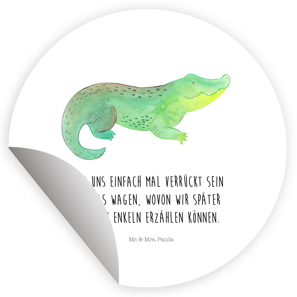 Rund Aufkleber Krokodil Sticker, Aufkleber, Etikett, Meerestiere, Meer, Urlaub, Krokodil, Krokodile, verrückt sein, spontan sein, Abenteuerlust, Reiselust, Freundin, beste Freundin, Lieblingsmensch