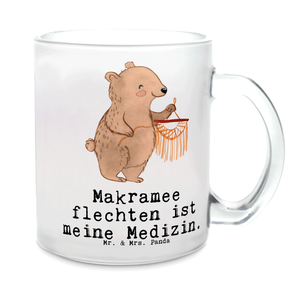 Teetasse Bär Makramee Medizin Teetasse, Teeglas, Teebecher, Tasse mit Henkel, Tasse, Glas Teetasse, Teetasse aus Glas, Geschenk, Sport, Sportart, Hobby, Schenken, Danke, Dankeschön, Auszeichnung, Gewinn, Sportler, Makramee, Basteln, Basteln mit Makramee